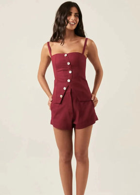 Top de linho vinho-bordô Roberta