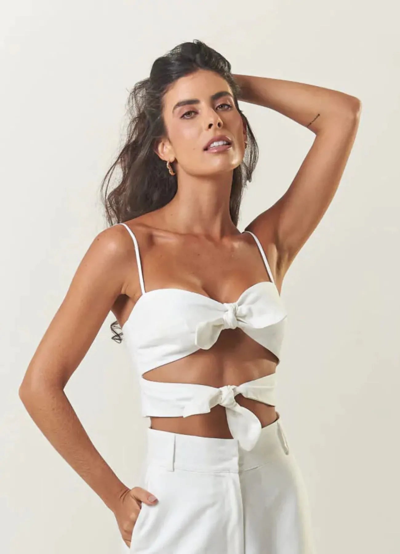Top de linho off-white Joana