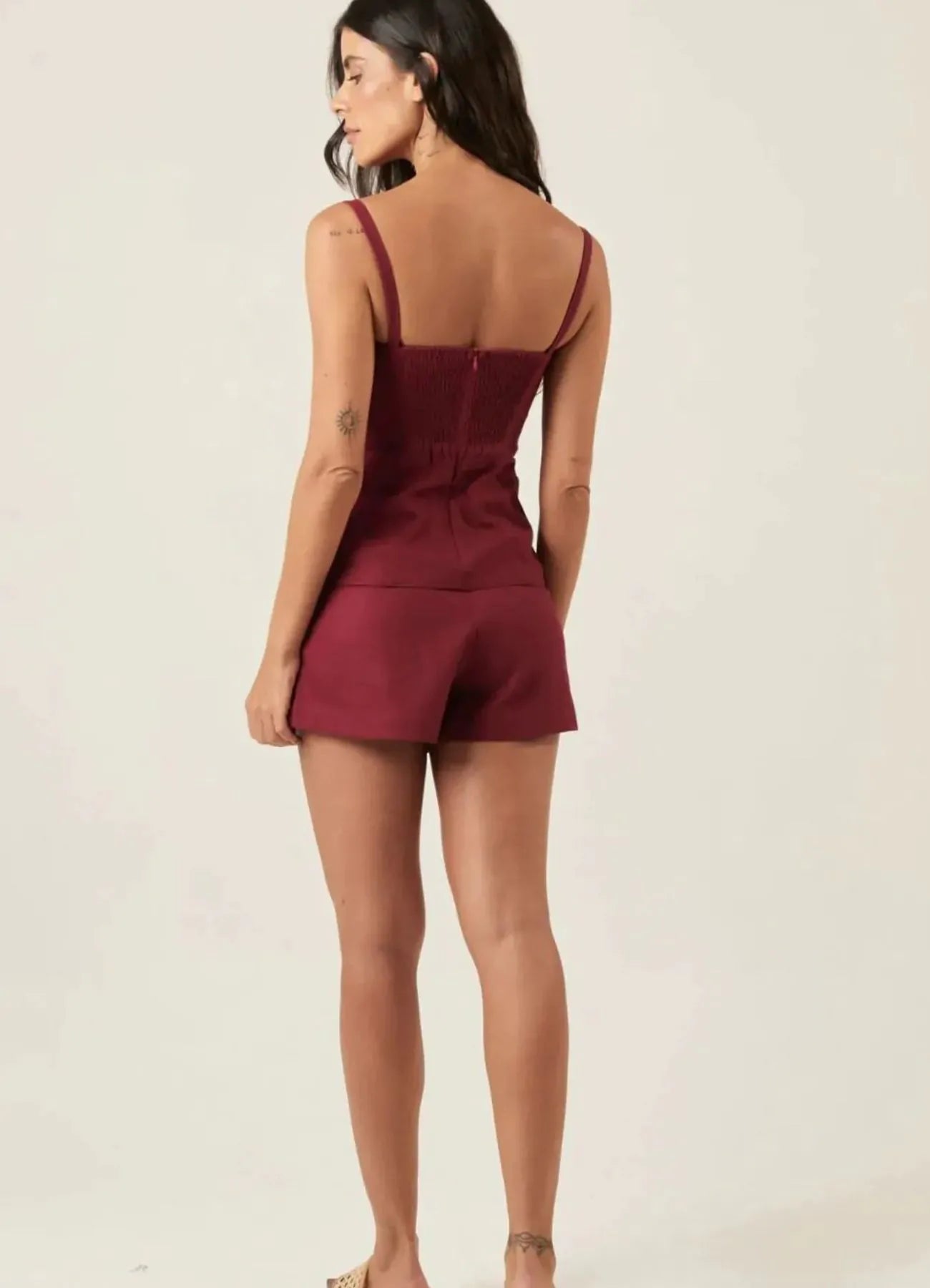 Top de linho vinho-bordô Roberta