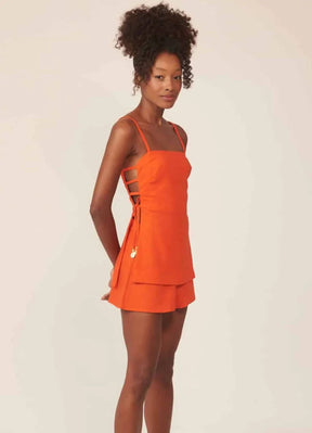 Bata de linho laranja-urucum Marcela