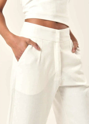 Calça de linho off-white Elisa