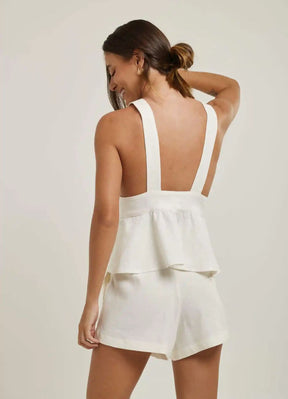 Top de linho off-white Isa