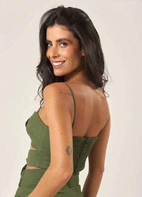 Top de linho verde Joana
