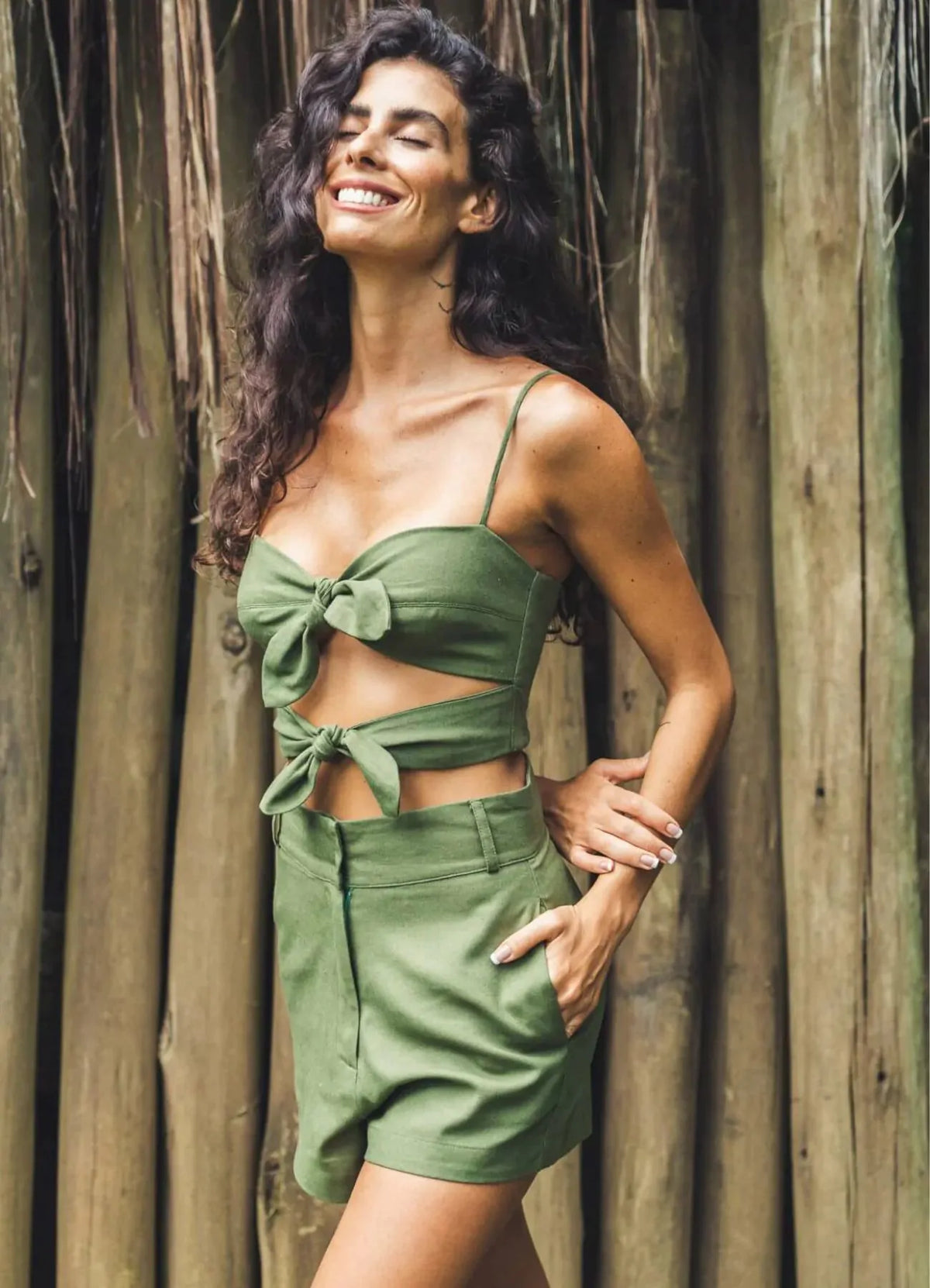 Top de linho verde Joana