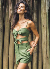 Top de linho verde Joana