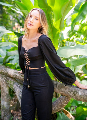 Top de Linho preto Heloisa