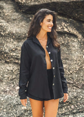 Camisa de linho preto Isis