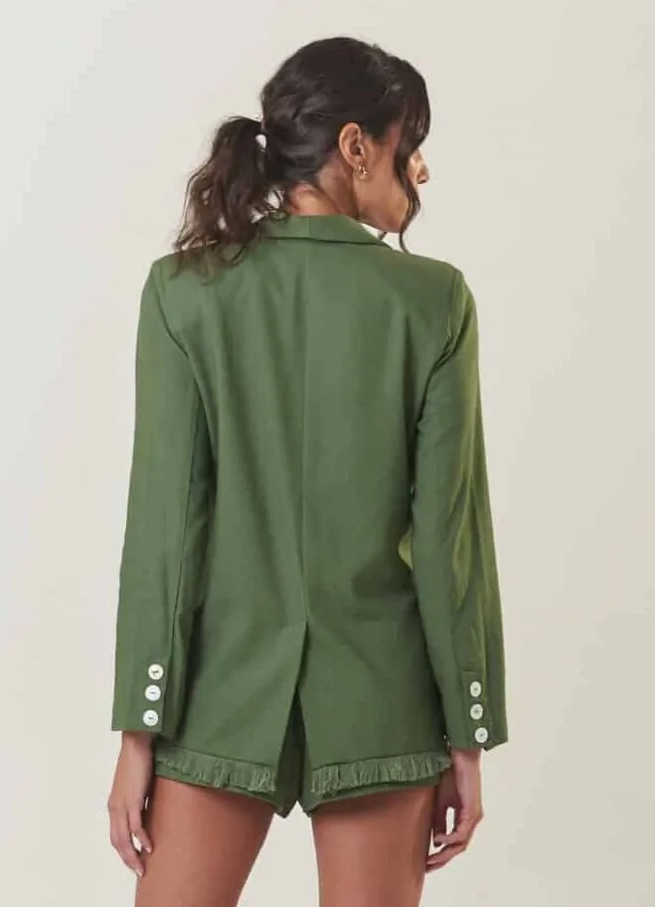 Blazer de linho verde Madrepérola