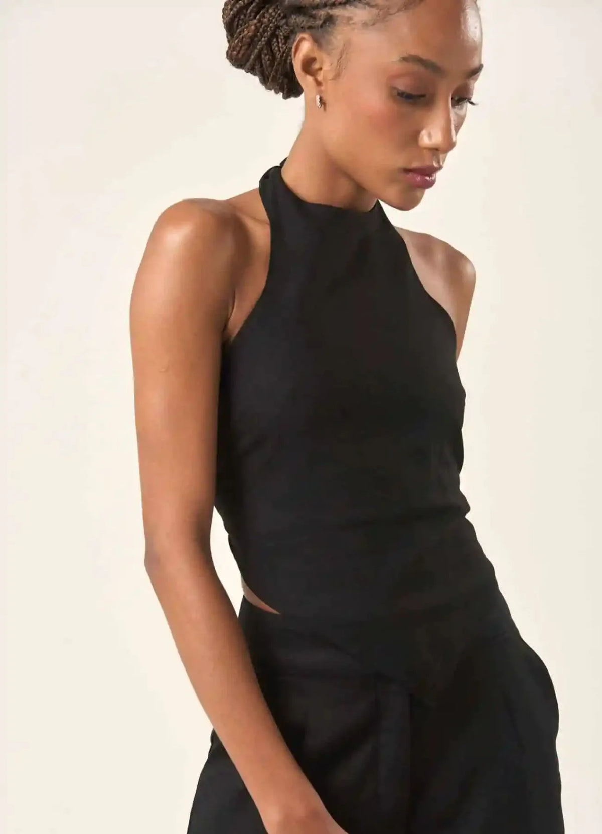 Top de linho preto Amber