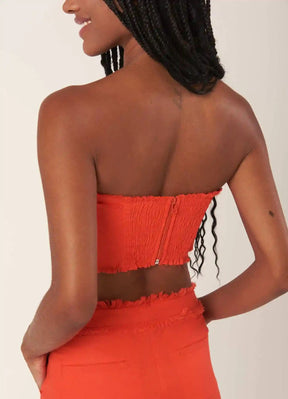 Top de Linho laranja-urucum Milena