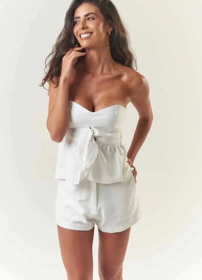 Top de linho off-white Nicole