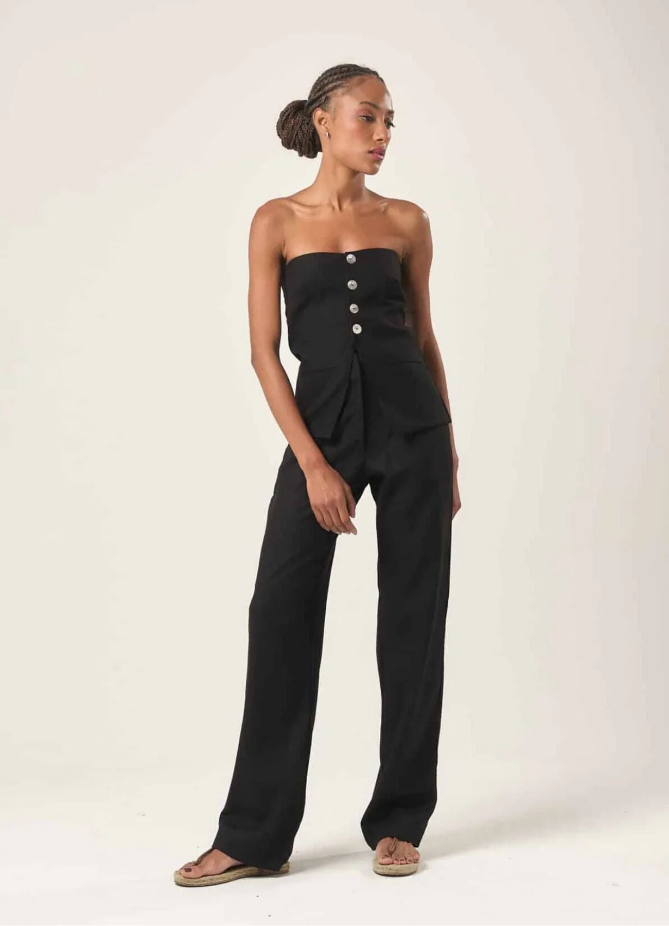 Top de linho preto Mariana