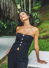 Top de linho preto Mariana