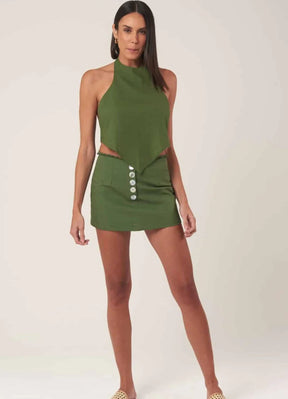 Top de linho verde Amber