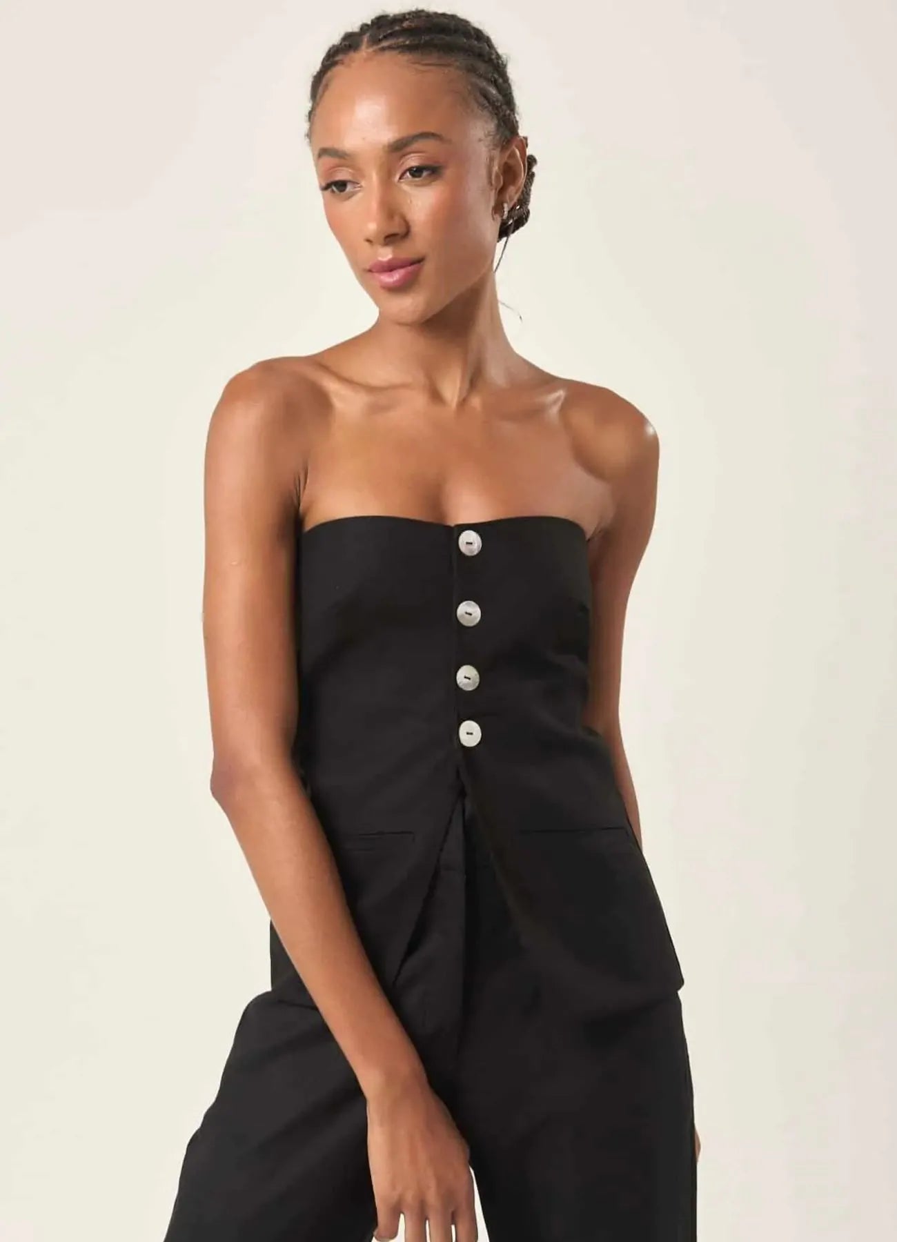 Top de linho preto Mariana