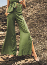 Calça de linho verde Dani