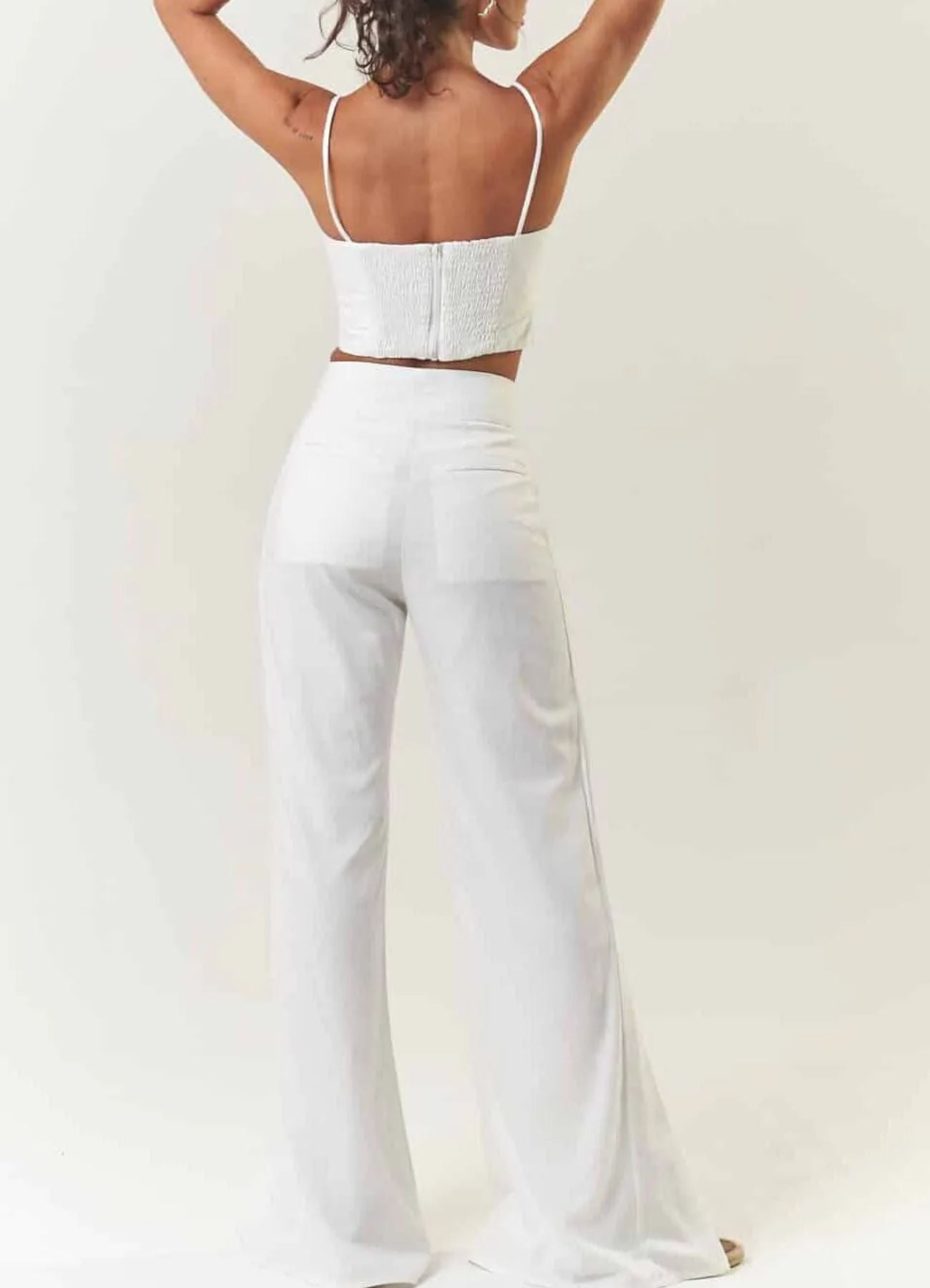 Calça de linho off-white Dani