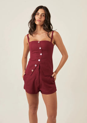 Top de linho vinho-bordô Roberta