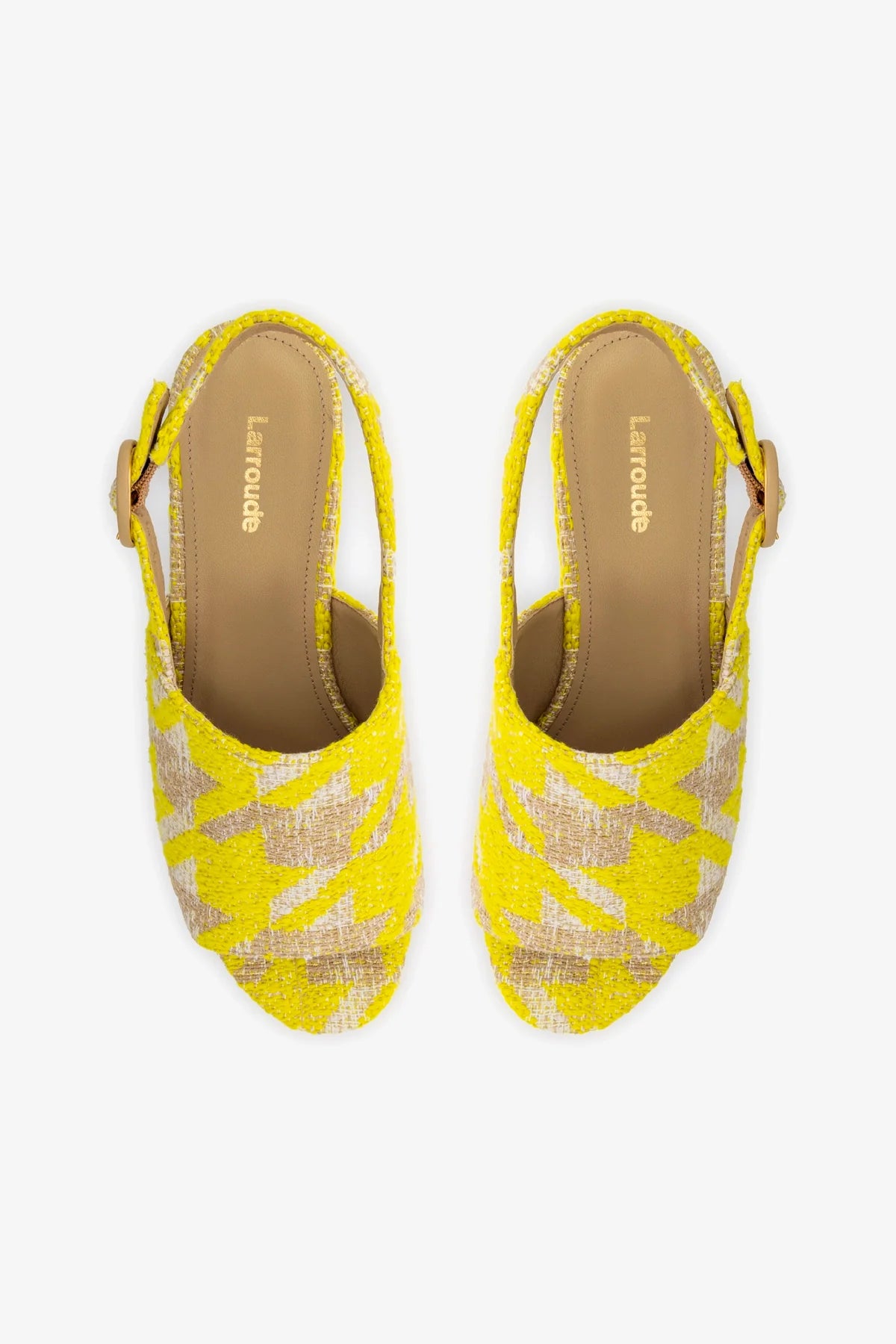 Sandália Plataforma Miso Malha Estampado Amarelo