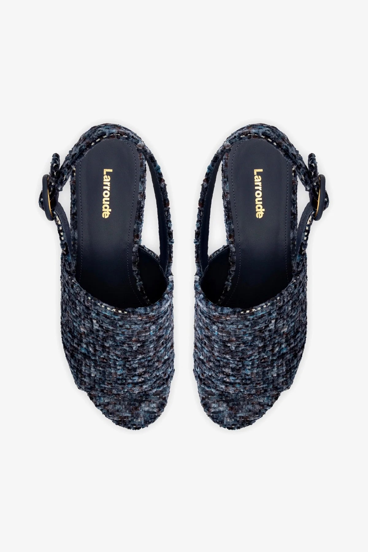 Sandália Plataforma Miso Veludo Estampado Azul