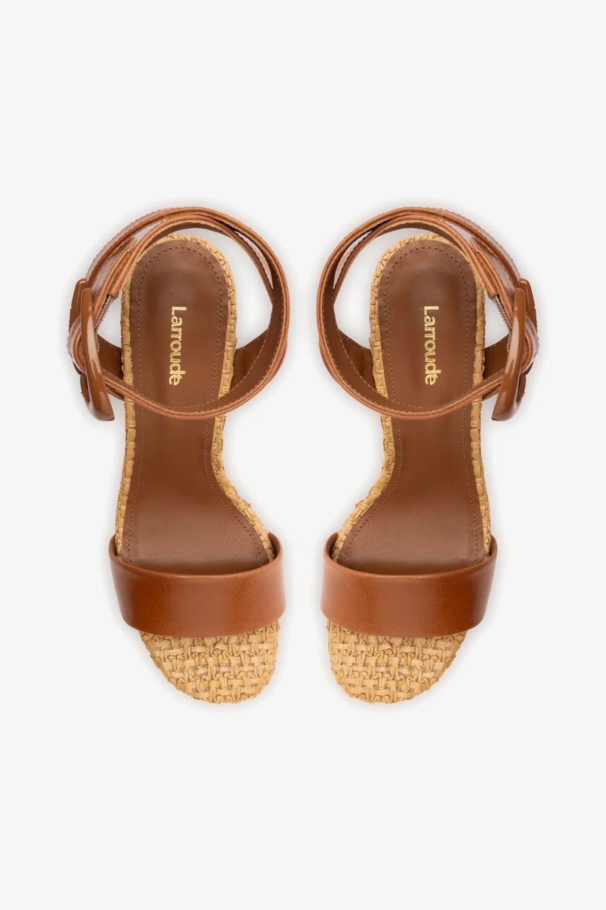 Sandália Dolly Verona Ráfia Natural e Couro Caramelo