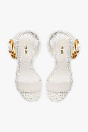 Sandália Dolly Verona Couro Branco e Ráfia Branco