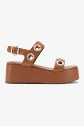 Flatform Milan Couro Caramelo
