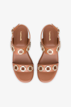 Flatform Milan Couro Caramelo