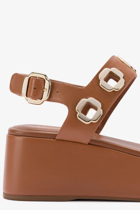 Flatform Milan Couro Caramelo