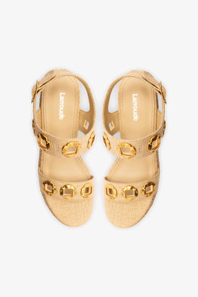 Sandália Anabela Espadrille Milan Ráfia Bege