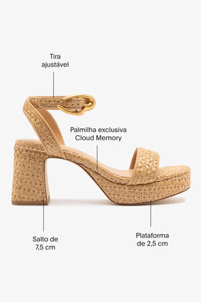 Sandália Dolly Verona Low Ráfia Natural e Couro Bege