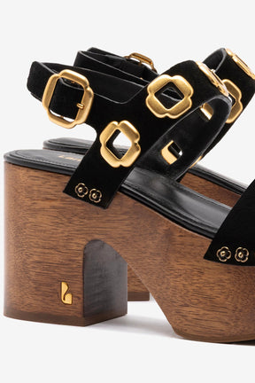 Sandália Plataforma Miso Camurça Preto