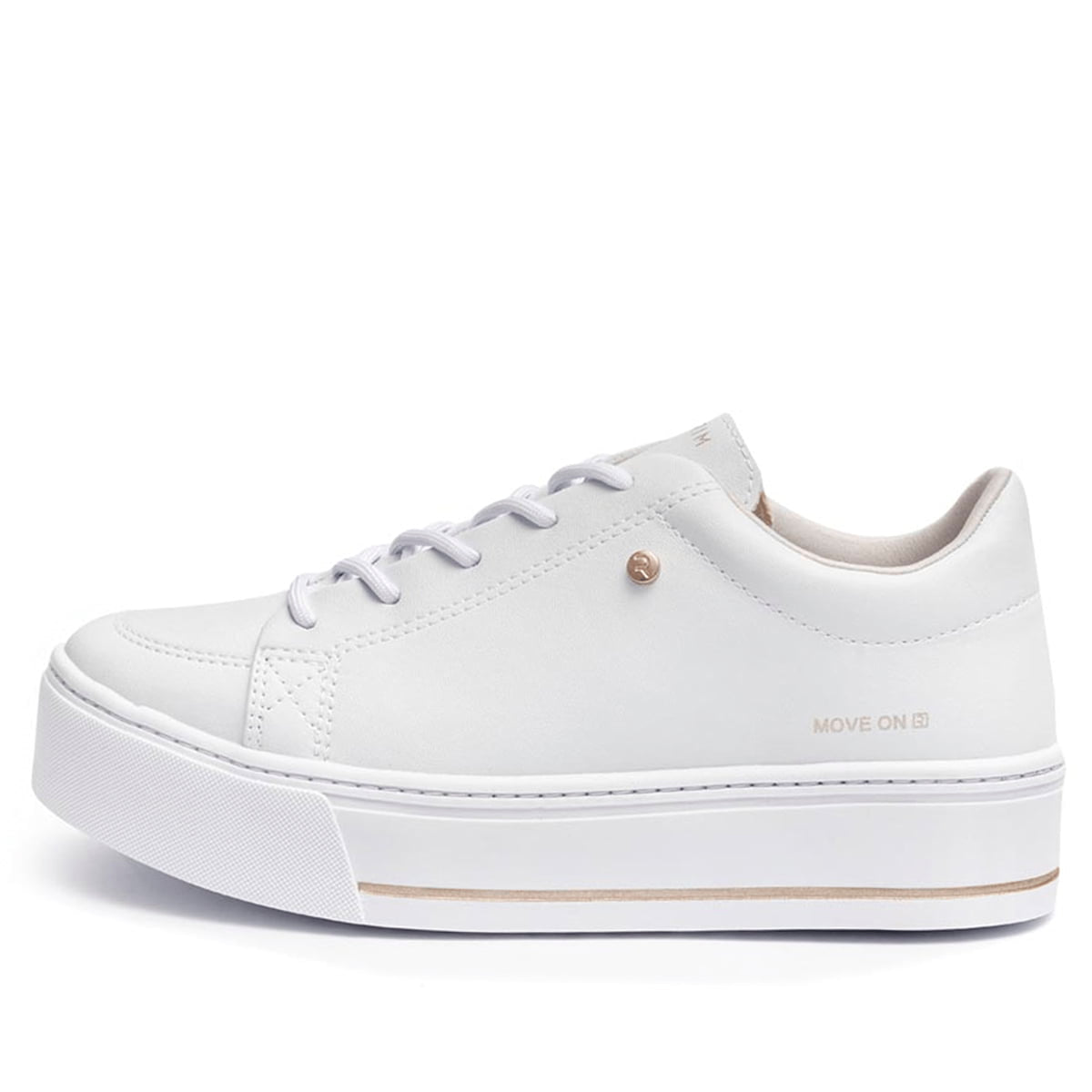 Tênis Ramarim Casual Branco Ouro Caixa Alta Feminino